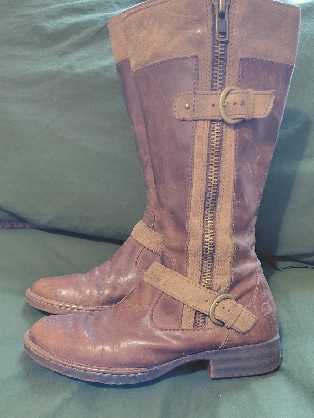 Born Kendell Women's Brown Leather Mid-calf High Distressed Leather Boots